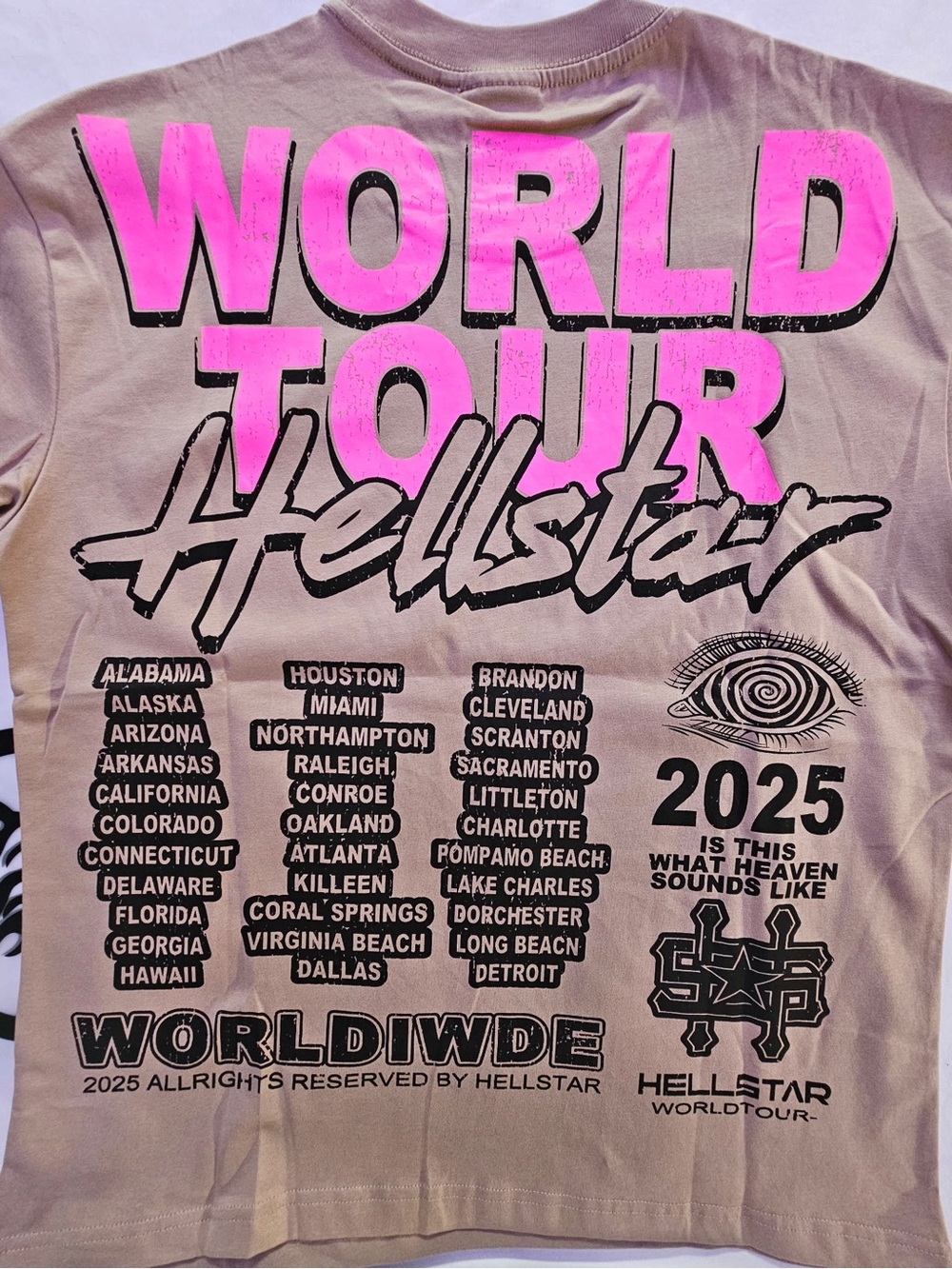 Hellstar Graphic Tee - Beige with Pink Print - Picture 5 of 8